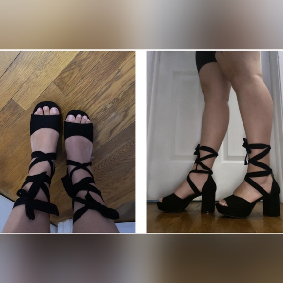 TORRID Heels Strappy Platform Tapered heels WW 9.5 Black NWT - Picture 6 of 13